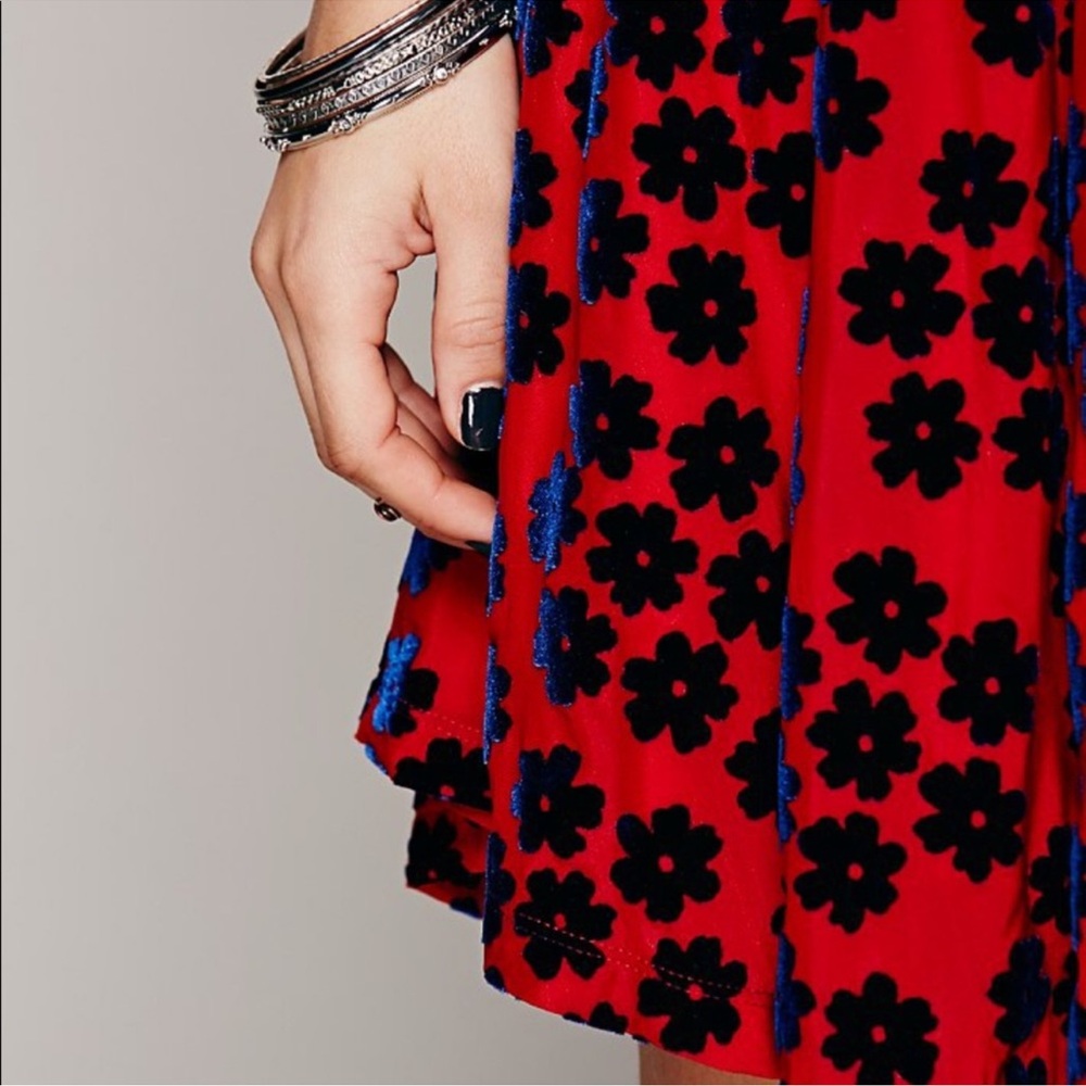 RARE Free People Ninties Drew Velvet Flocked Flower Mesh Dress XS - Picture 4 of 13